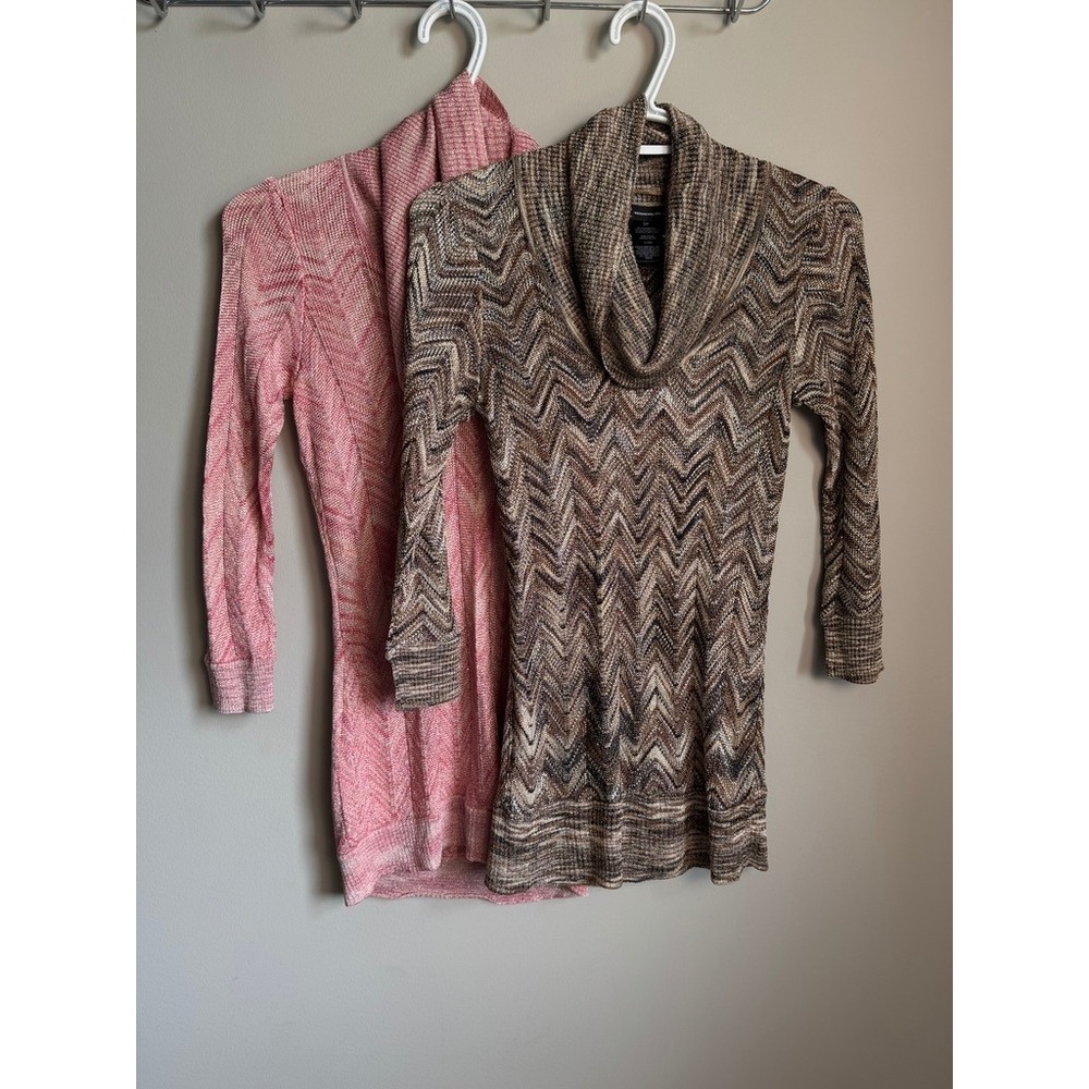 INC International Concepts (LOT of 2) Cowl Neck Metallic Knit Sweater Womens S